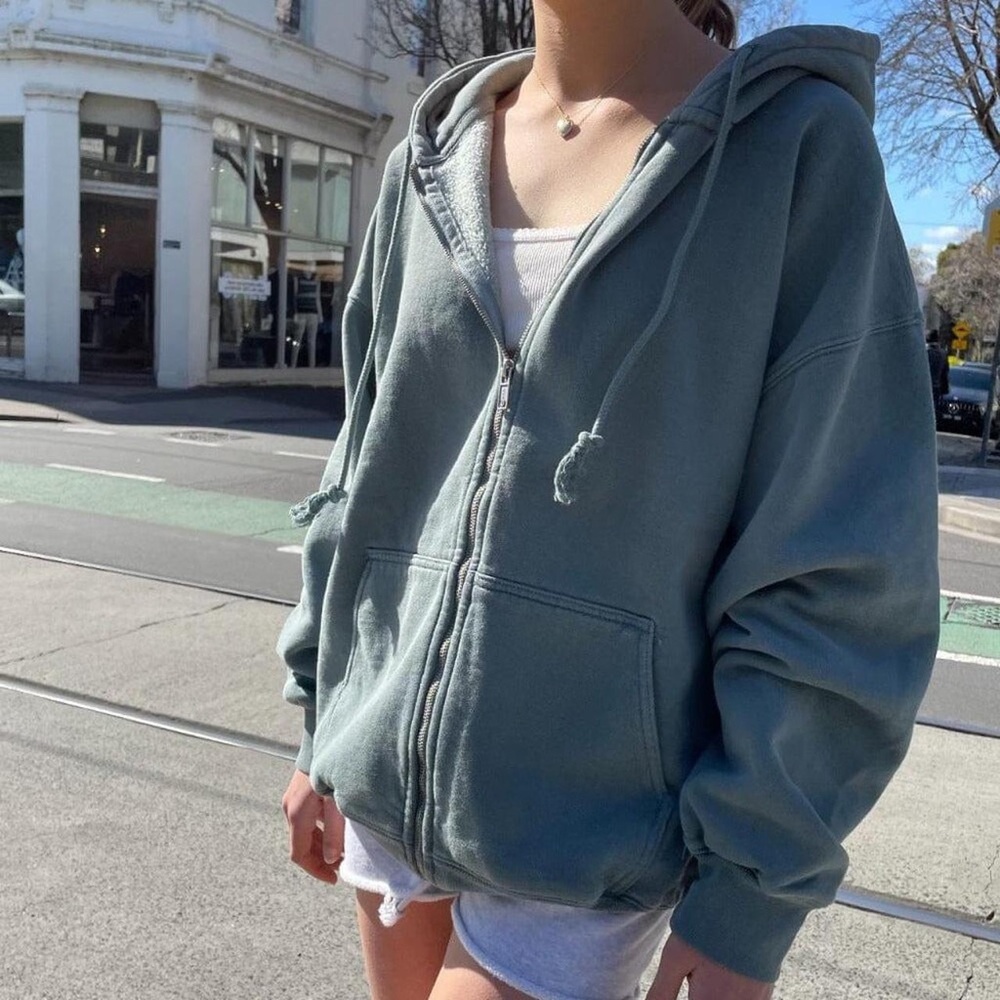 Brandy Melville Dark Sage Christy Oversized Hoodie